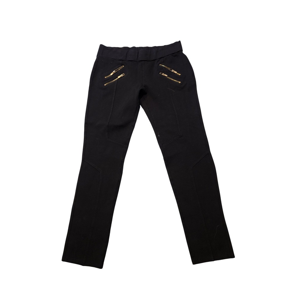 GUESS Womens Black Ponte Moto Leggings Gold Zipper Detail‎ XL Q51B16K4CA0